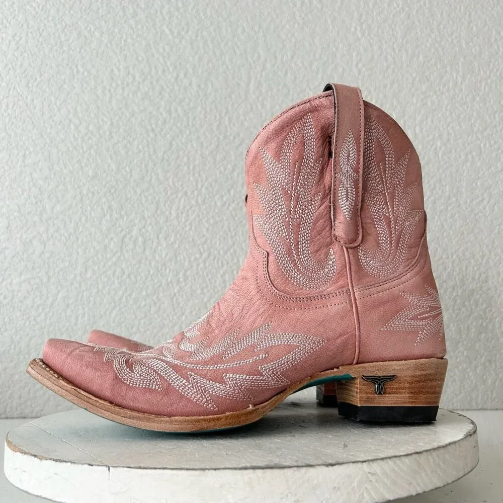 Pink Ankle Boots with Embroidered Design - Picture 5 of 16